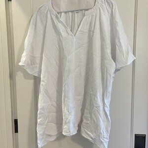 Nine West 1X Cotton top with flouncy sleeves
